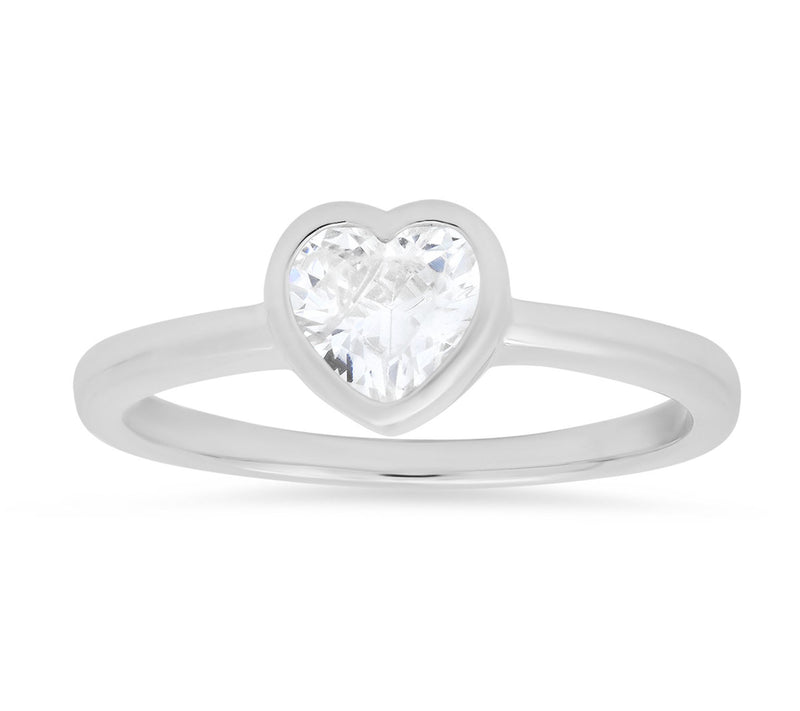 Sterling Silver Solitaire Heart Ring — View 5