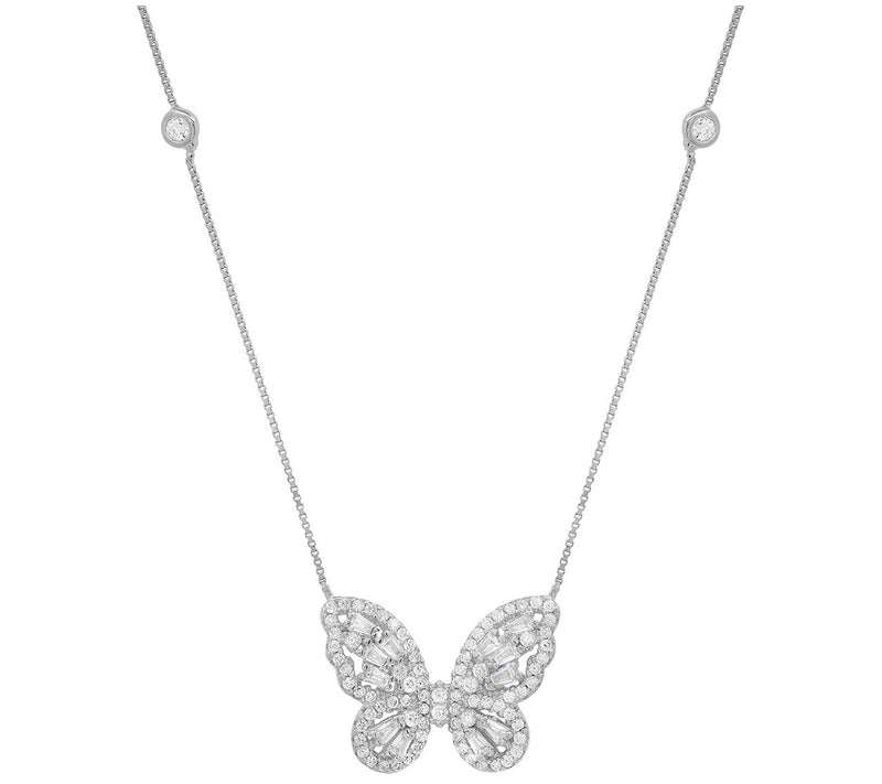 Sterling Silver Butterfly Station Necklace — Main view