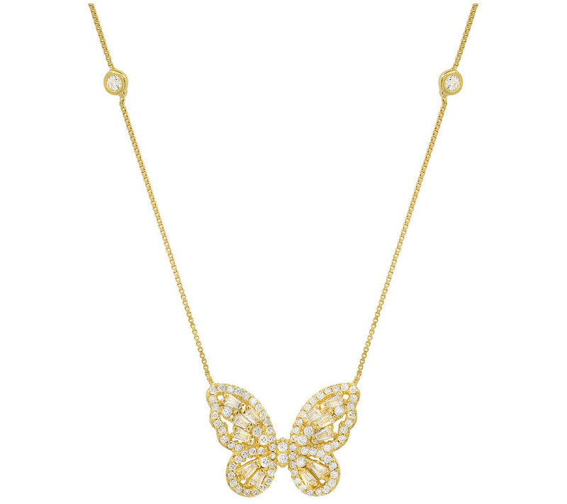 Sterling Silver Butterfly Station Necklace — View 5