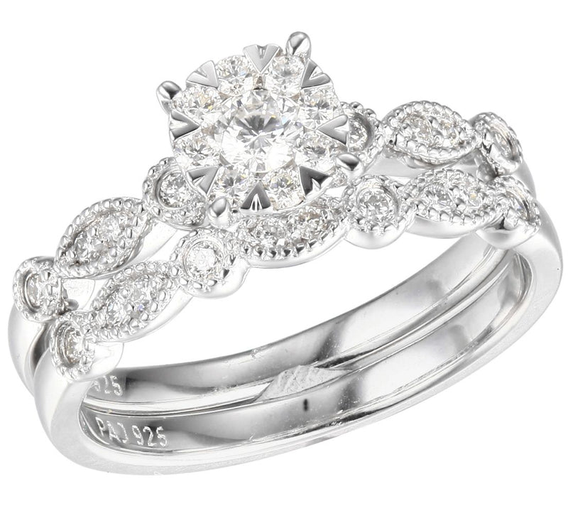 LuxLab Diamonds 0.45 cttw Lab Grown Ring Set, Sterling Silver — Main view