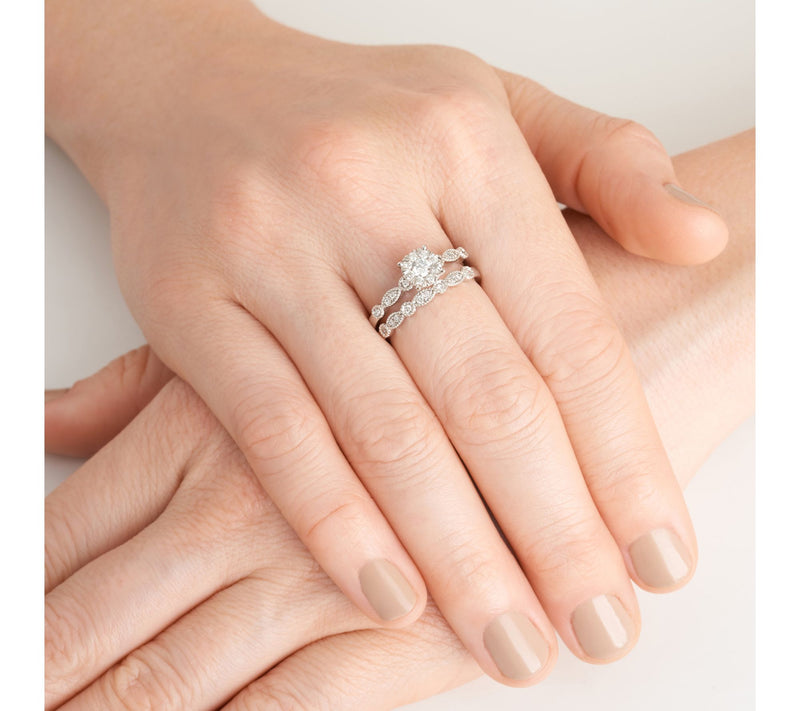 LuxLab Diamonds 0.45 cttw Lab Grown Ring Set, Sterling Silver — View 2