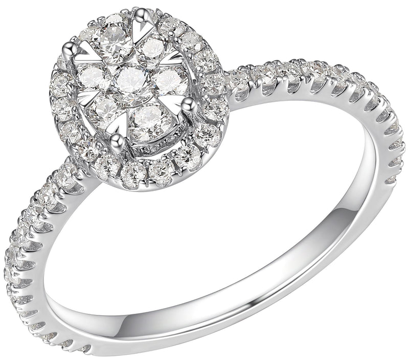 LuxLab Diamonds 0.65 cttw Lab Grown Halo Ring, Sterling Silver — View 3