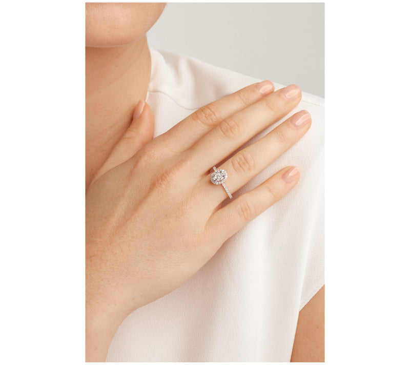 LuxLab Diamonds 0.65 cttw Lab Grown Halo Ring, Sterling Silver — View 5
