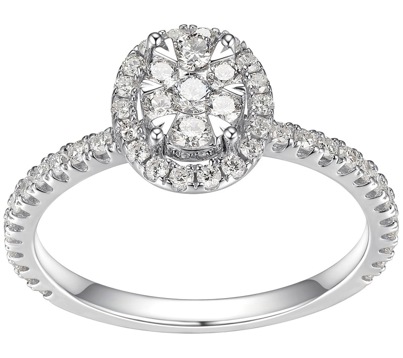 LuxLab Diamonds 0.65 cttw Lab Grown Halo Ring, Sterling Silver — Main view