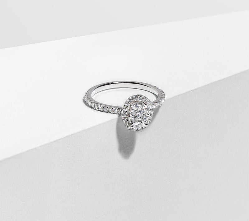 LuxLab Diamonds 0.65 cttw Lab Grown Halo Ring, Sterling Silver — View 4