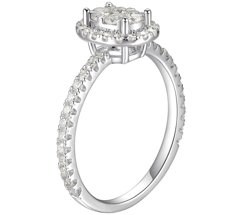 LuxLab Diamonds 0.65 cttw Lab Grown Halo Ring, Sterling Silver — View 2