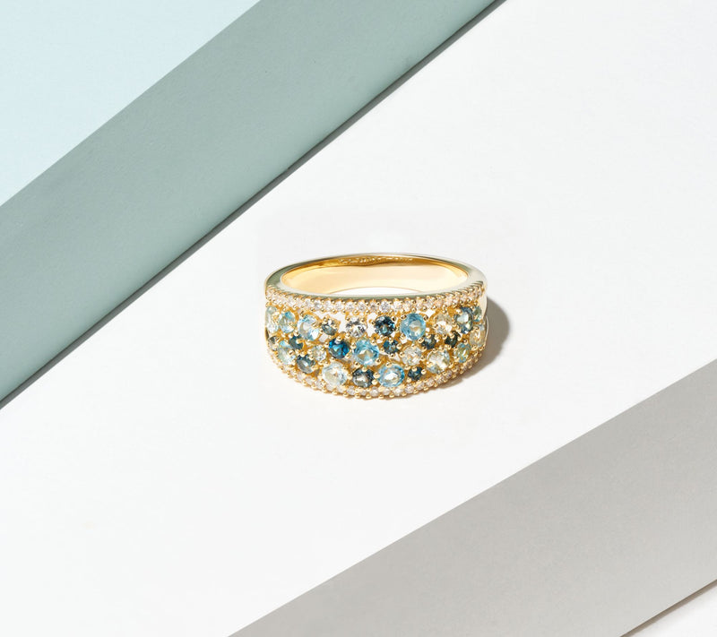 LuxLab Diamonds Lab Grown & Blue Topaz Ring, 18K Gold Plated — View 6