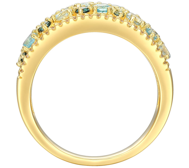 LuxLab Diamonds Lab Grown & Blue Topaz Ring, 18K Gold Plated — View 5