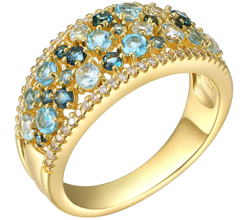 LuxLab Diamonds Lab Grown & Blue Topaz Ring, 18K Gold Plated — View 4