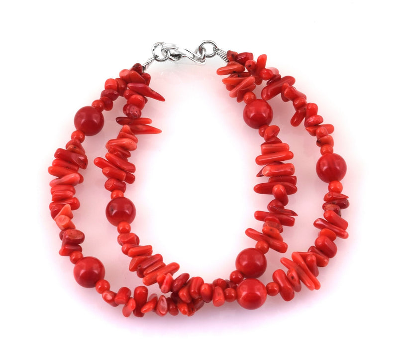 Sterling Silver Dyed Bamboo Beads Handmade Brac elet. — Main view