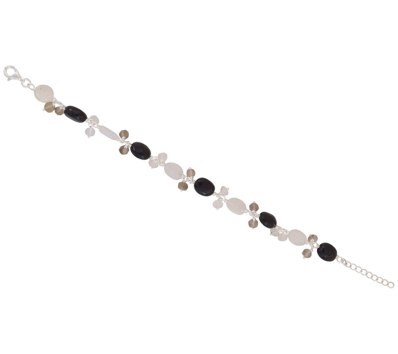 Sterling Silver Multi-Gemstone Beaded Bracelet — View 4
