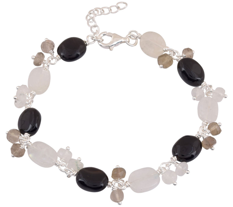 Sterling Silver Multi-Gemstone Beaded Bracelet — View 5