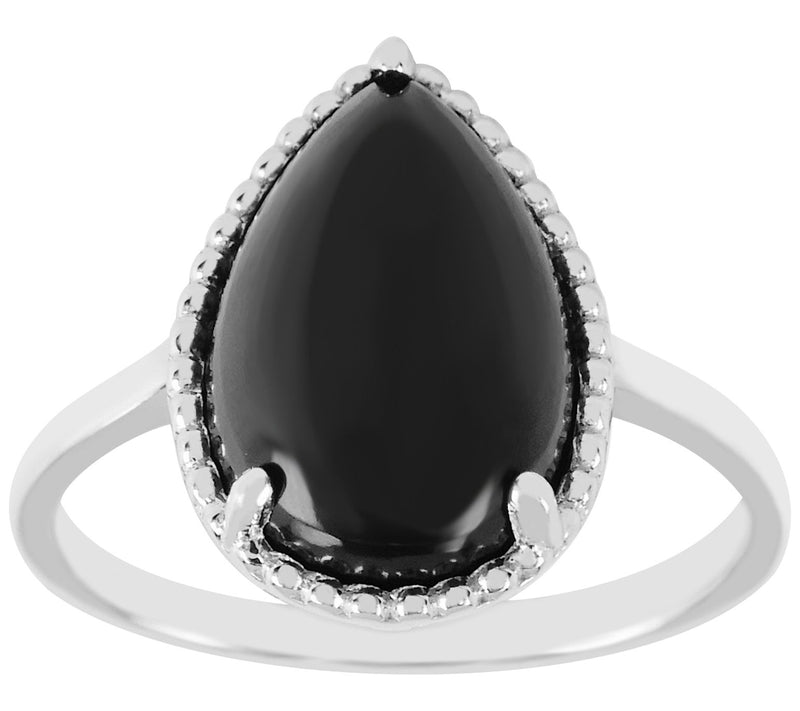 Affinity Gems Onyx Solitaire Ring, Sterling Silver — Main view