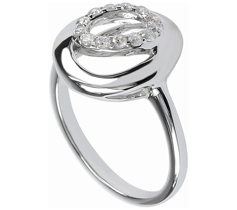 Diamonique Openwork Oval Ring, Sterling Silver — View 4