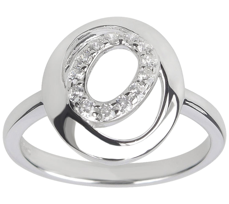 Diamonique Openwork Oval Ring, Sterling Silver — Main view