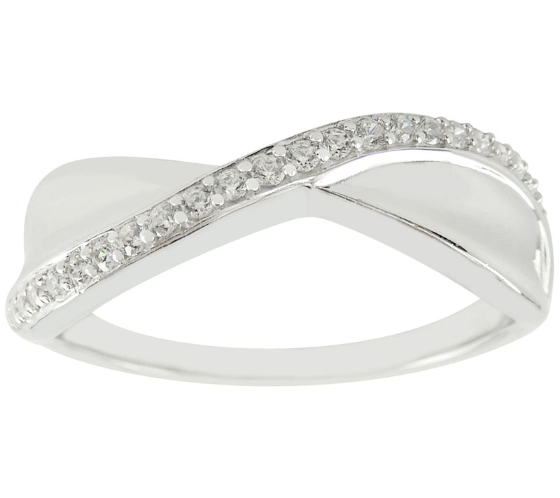 Diamonique Criss-Cross Ring, Sterling Silver — Main view