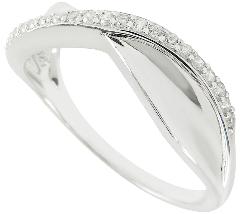 Diamonique Criss-Cross Ring, Sterling Silver — View 4