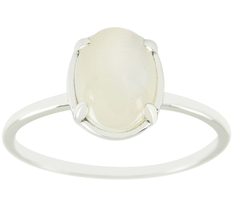 Affinity Gems Oval Mother of Pearl Solitaire Ring, Sterling — View 3