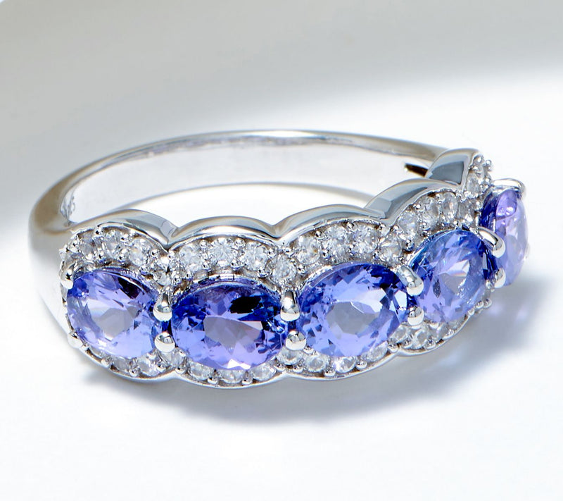 Affinity Gems 5-Stone Gemstone & White Zircon Ring, SS — View 8