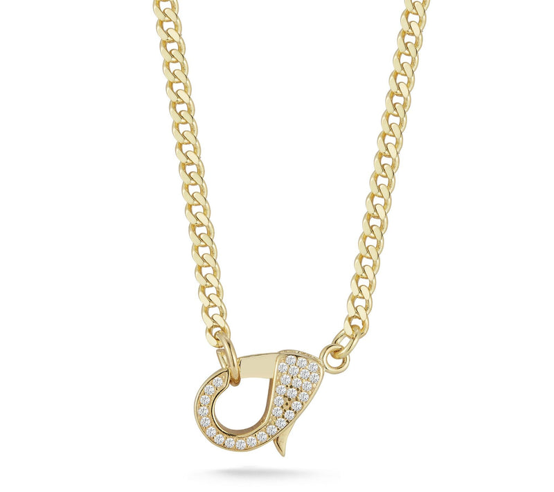 Sterlina Silver Pave Lobster Clasp Necklace, Sterling — View 5