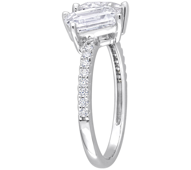 MoissanIce 2.10 cttw Moissanite Pave Split BandRing, Sterling — View 5