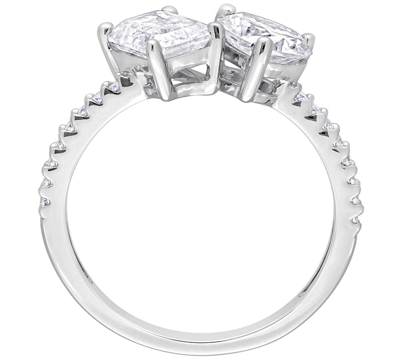 MoissanIce 2.10 cttw Moissanite Pave Split BandRing, Sterling — View 4