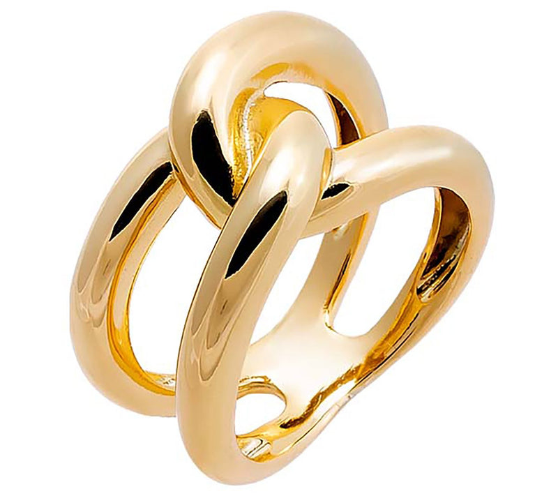 by Adina Eden 1 4K Gold Plated Intertwined Chu nky Ring — Main view