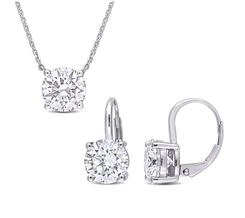 MoissanIce 5.55 cttw Moissanite Earrings & Necklace Set, 14K — Main view