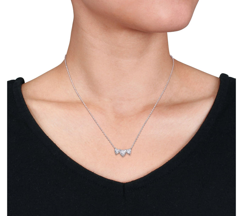 MoissanIce Moissanite Heart Earrings & Necklace Set, Sterling — View 5