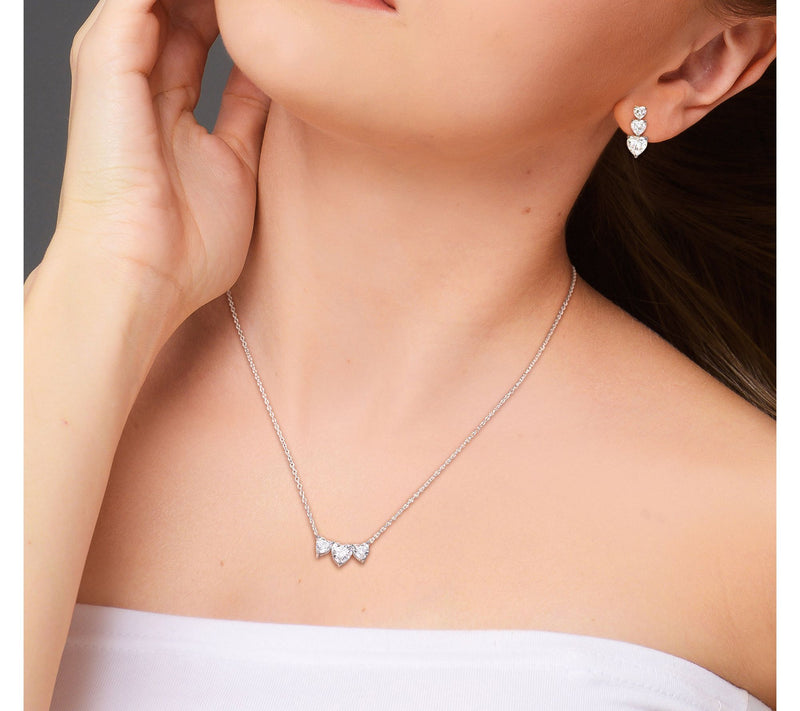 MoissanIce Moissanite Heart Earrings & Necklace Set, Sterling — View 8