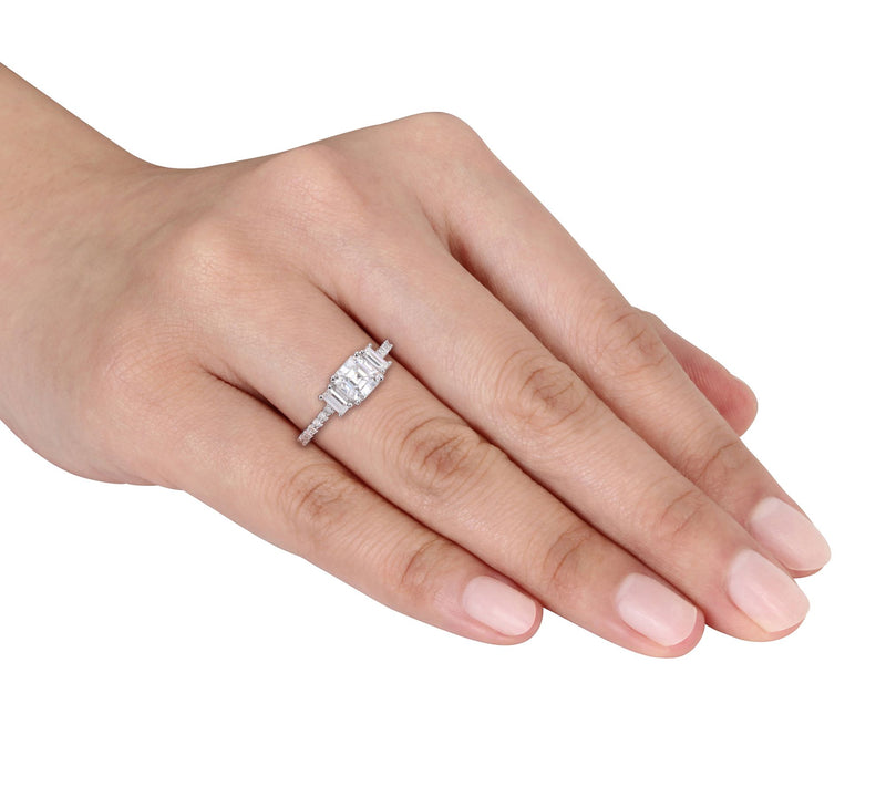 MoissanIce Moissanite 1.35 cttw 3-Stone Ring, Sterling Silver — View 6