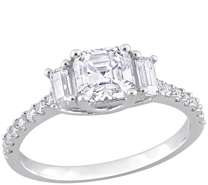 MoissanIce Moissanite 1.35 cttw 3-Stone Ring, Sterling Silver — View 3