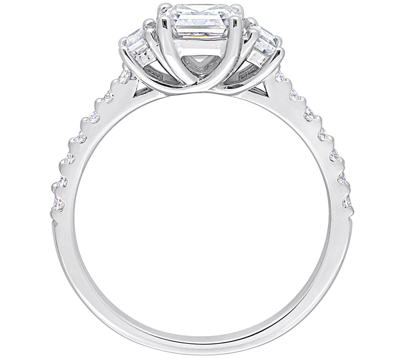 MoissanIce Moissanite 1.35 cttw 3-Stone Ring, Sterling Silver — View 4