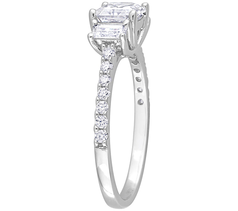 MoissanIce Moissanite 1.35 cttw 3-Stone Ring, Sterling Silver — View 5