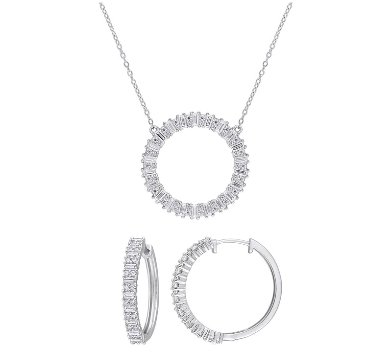 MoissanIce Moissanite Necklace & Hoop Earrings Set, Sterling — Main view