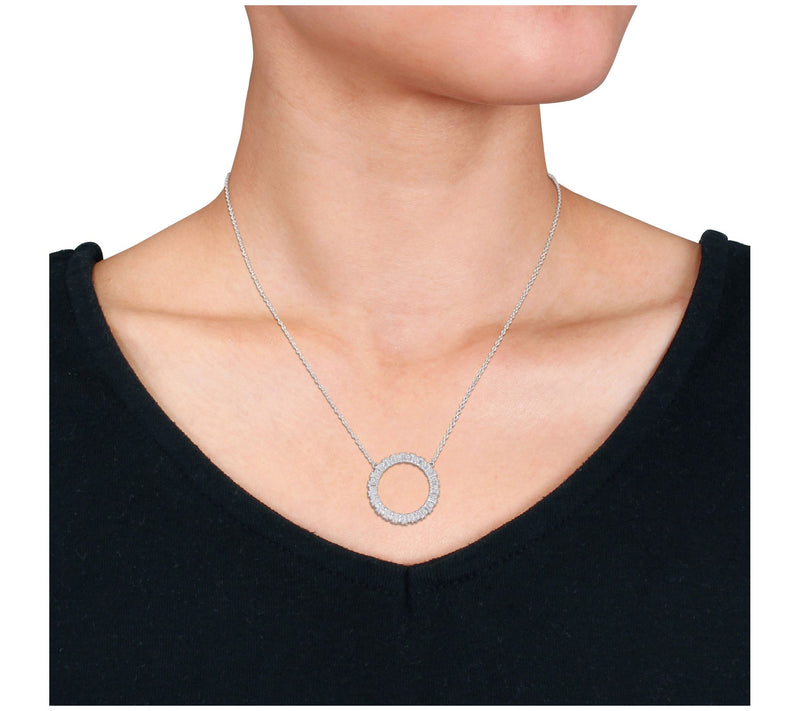 MoissanIce Moissanite Necklace & Hoop Earrings Set, Sterling — View 6