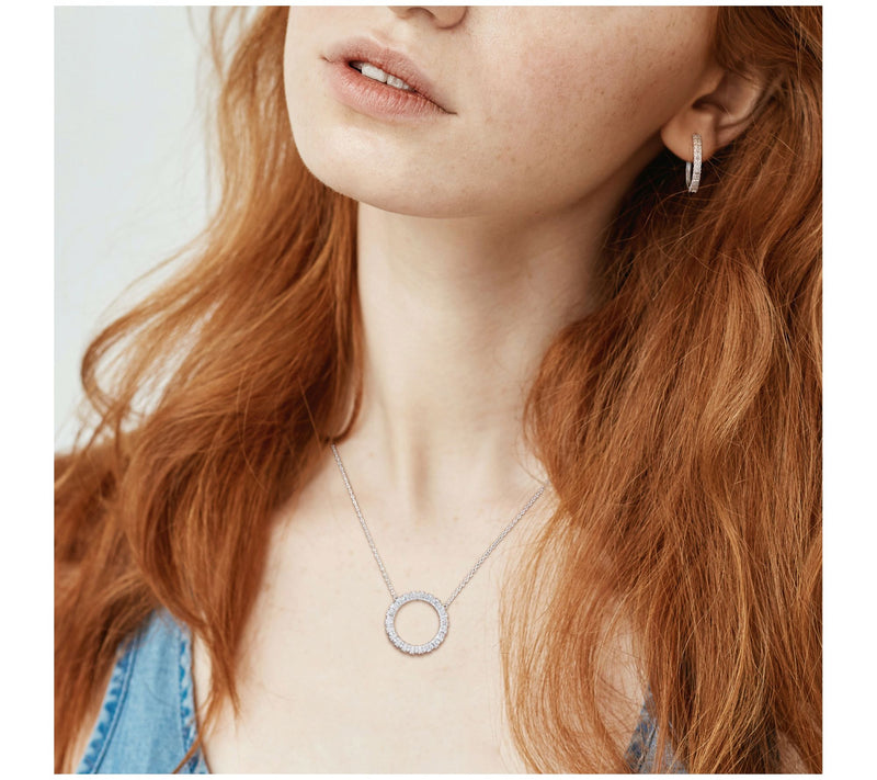 MoissanIce Moissanite Necklace & Hoop Earrings Set, Sterling — View 7