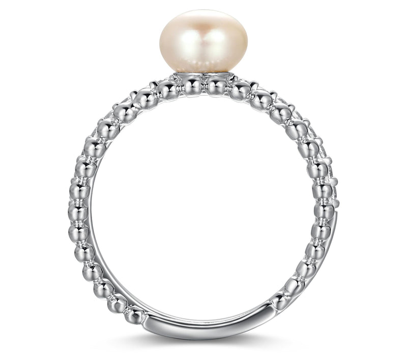 Diamonique Cultured Pearl Stackable Ring Set, Sterling Silver — View 6