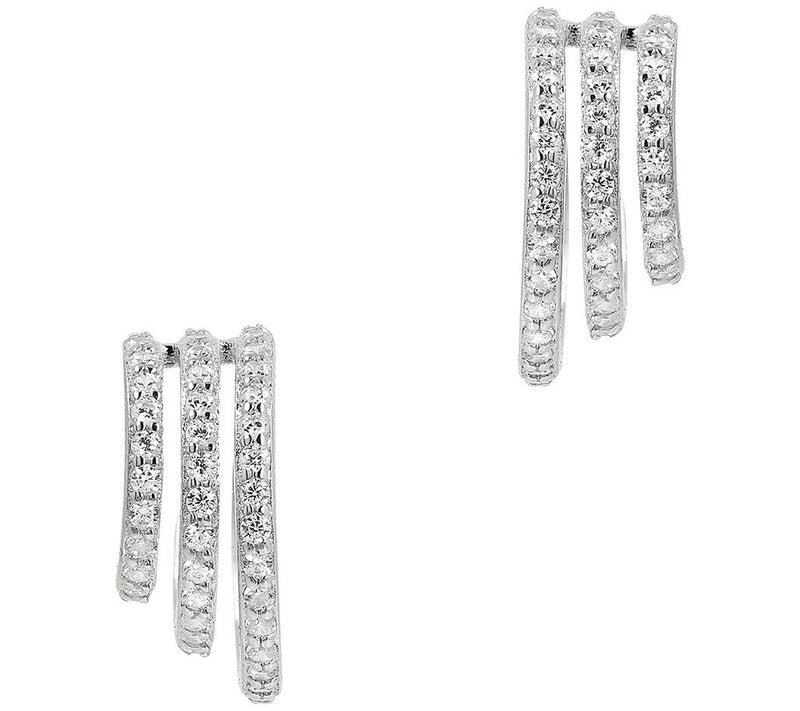 Diamonique Italia Graduated Multi-Hoop Earrings, Sterling — Main view
