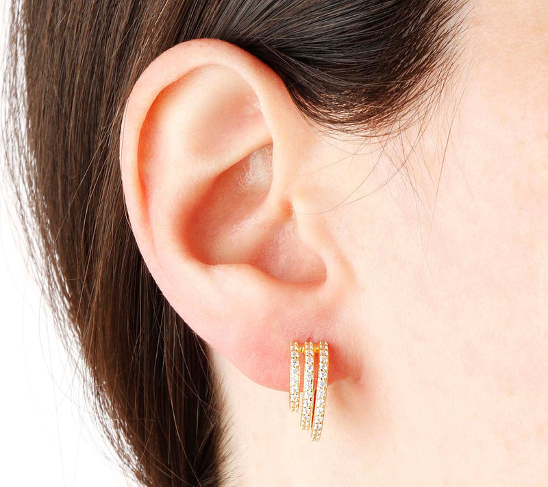 Diamonique Italia Graduated Multi-Hoop Earrings, Sterling — View 7