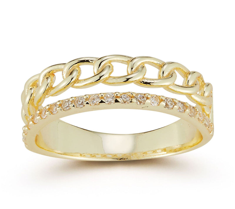 Sterlina Silver Pave Double Stack Curb Link Ring, Sterling — View 5