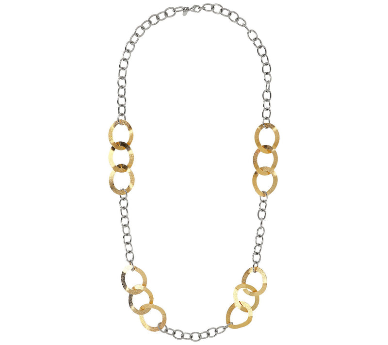 Steel by Design Two-tone Curb Station 34" Necklace — View 4