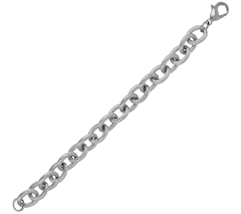 Steel by Design Textured Oval Rolo Link Bracelet — View 8