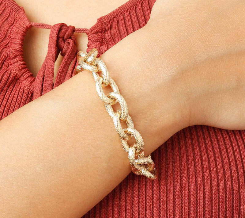 Steel by Design Textured Oval Rolo Link Bracelet — View 9