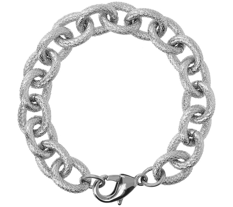 Steel by Design Textured Oval Rolo Link Bracelet — View 7
