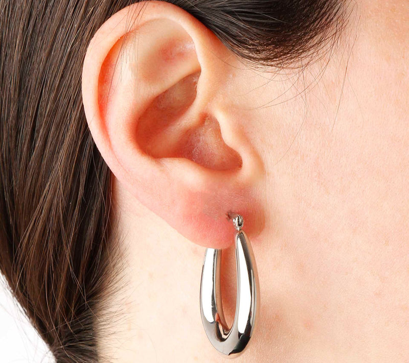 Steel by Design Polished Oval Hoop Earrings — View 7