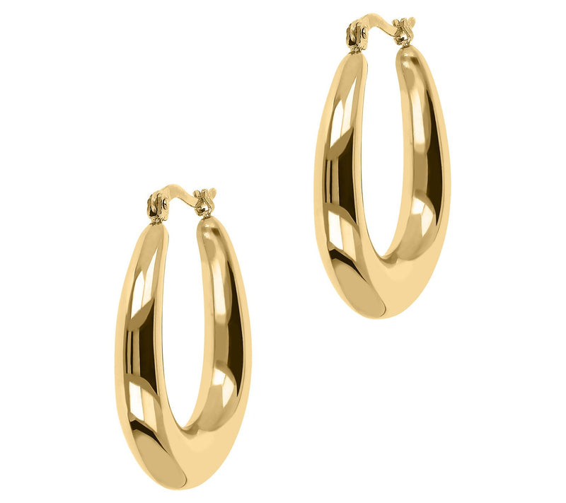 Steel by Design Polished Oval Hoop Earrings — View 5