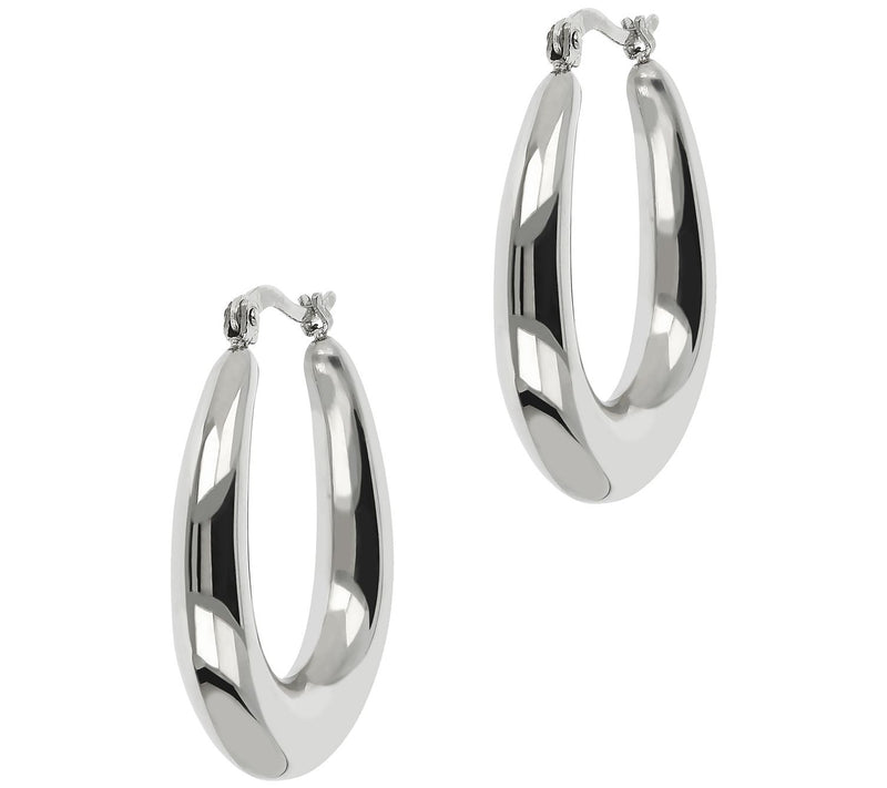 Steel by Design Polished Oval Hoop Earrings — View 3