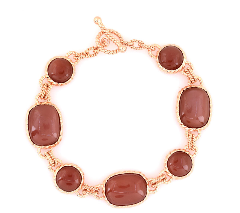 Affinity Gems Chocolate Moon Stone Bracelet, 14K Rose Plated — View 5