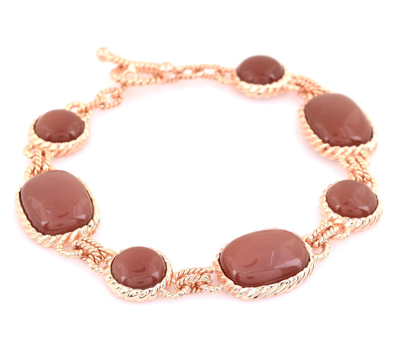 Affinity Gems Chocolate Moon Stone Bracelet, 14K Rose Plated — View 3